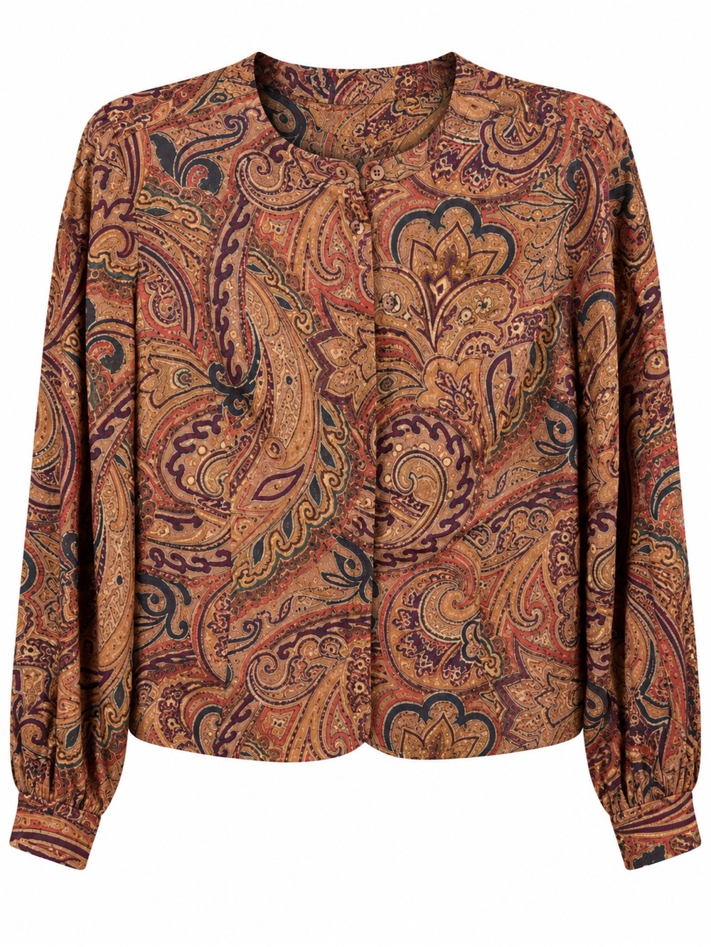 Vintage Liz Claiborne 100% Silk Brown Paisley Print Blouse. Size 6 Petite EUC!